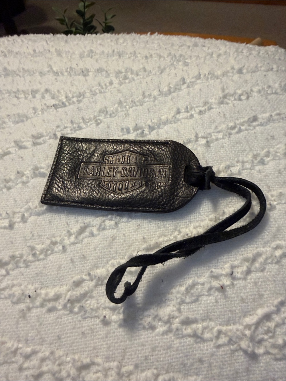 Harley-Davidson Black Leather Logo Tag with Strap